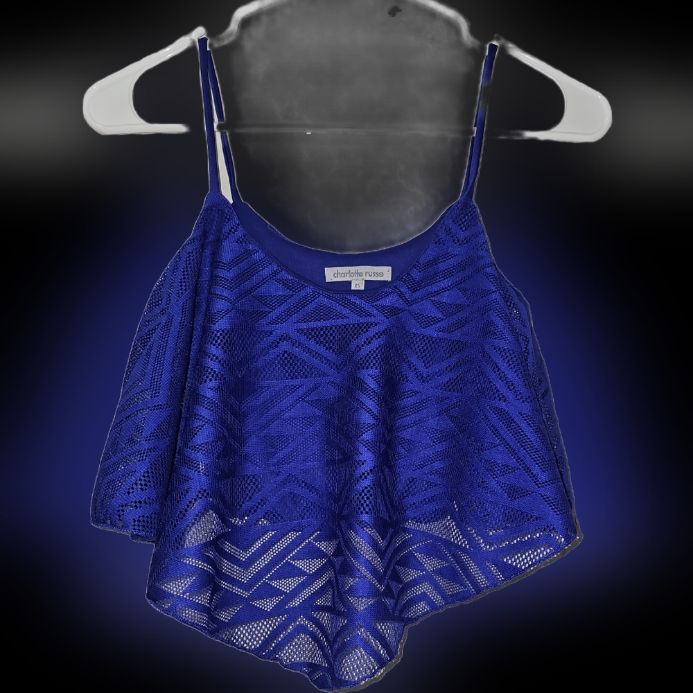 XS purplish blue lace crop top